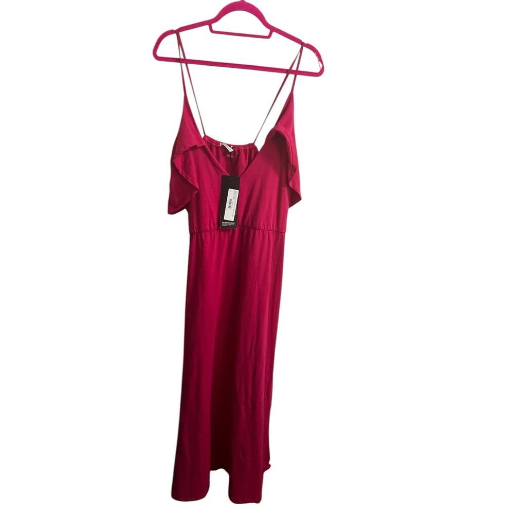 Rebdolls Dress Women 3X Maxi Red Sleeveless Bodycon Flutter Asymmetrical Ruffle